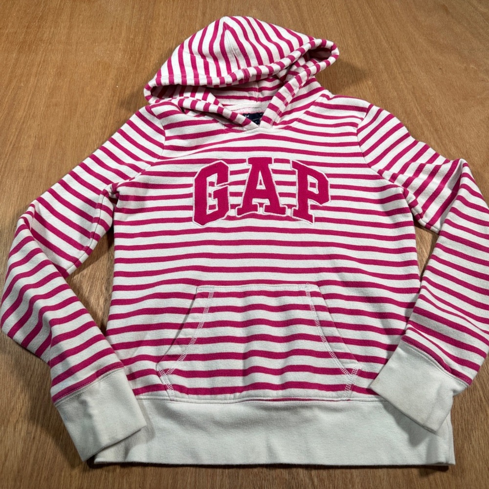 Pink White Striped Graphic Sweatshirt Womens Size S Long Sleeve Casual Sporty